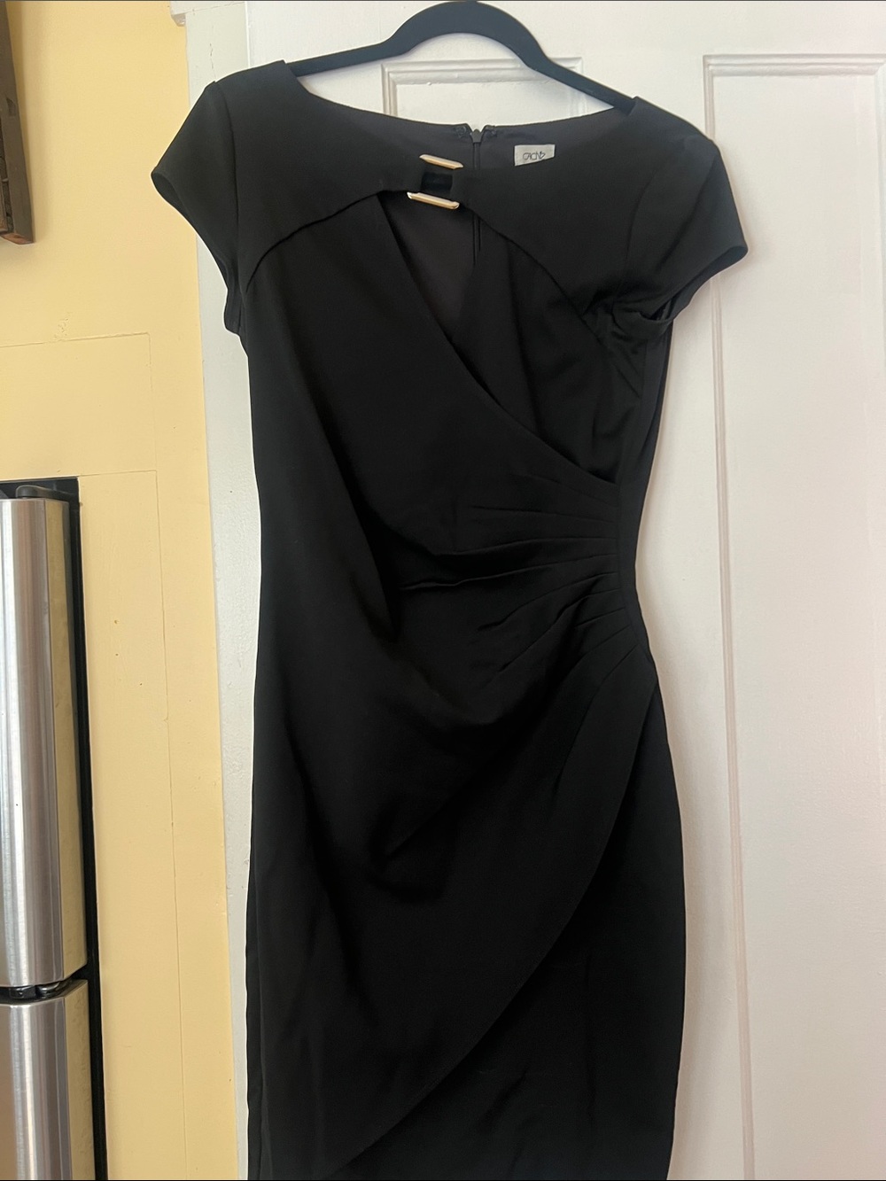 Cache Black Midi Dress with Buckle Accent